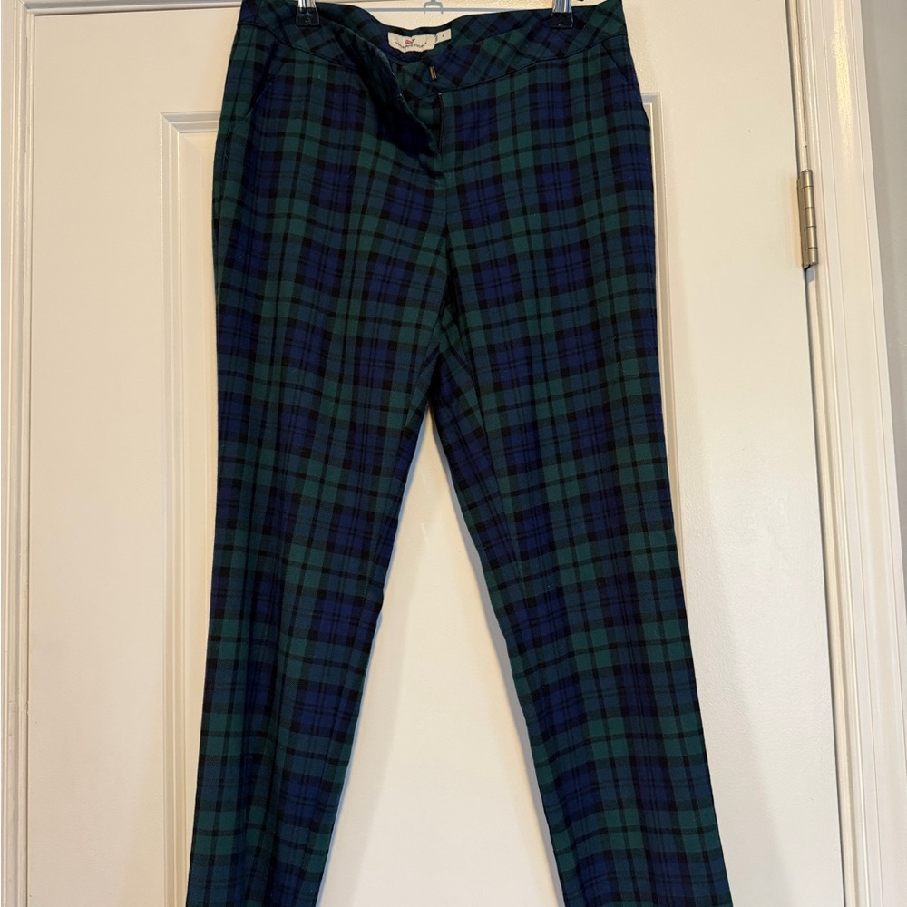 Vineyard Vines Women’s Tartan Pants - Navy and Green Blackwatch